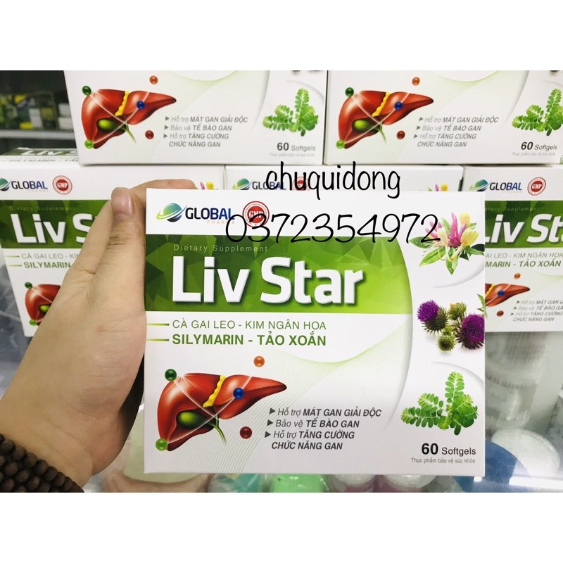 Giải độc gan, hạ men gan sau 1 tháng sử dụng Liv Star hộp 60 viên