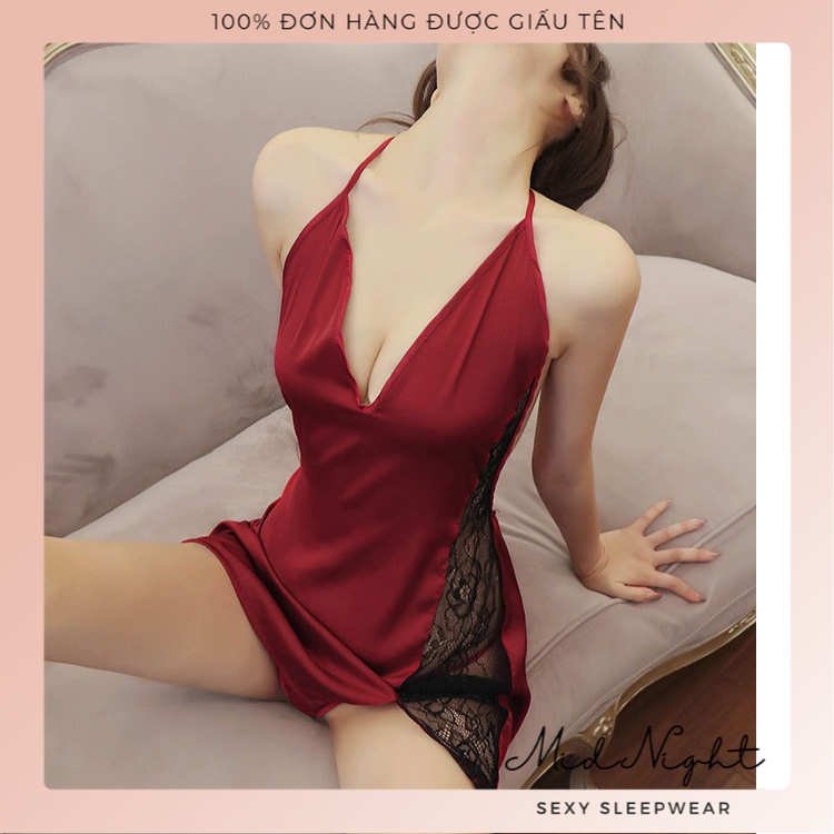 Váy Ngủ Sexy Chất Liệu Ren Dây Đeo Cổ - Đồ Lót Gợi Cảm Trong Suốt Đầy Cám Dỗ Mid Night Sexy | BigBuy360 - bigbuy360.vn