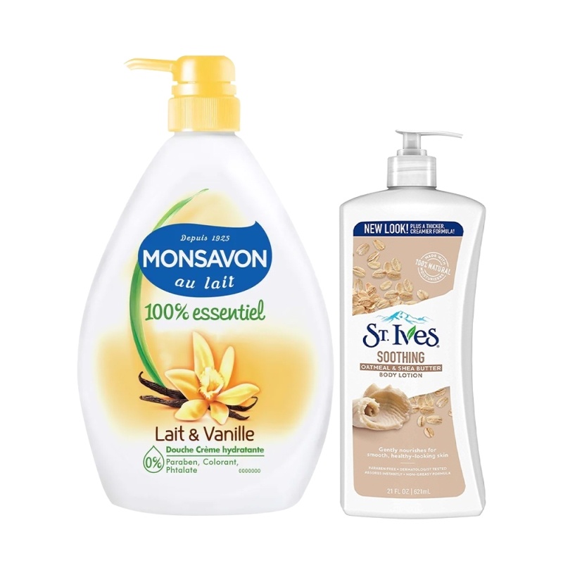 [Mã COSUI03 giảm 8% đơn 150K] Combo sữa tắm Monsavon 1000ml + Sữa dưỡng thể St.Ives Yến mạch và bơ 621ml