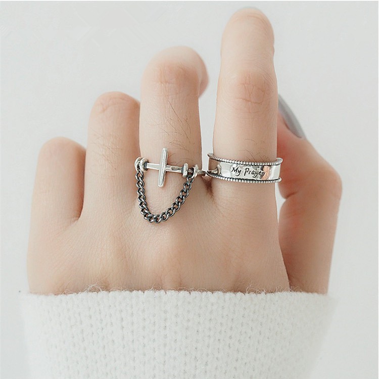 Nhẫn phối dây xích thời trang Hàn Quốc B754