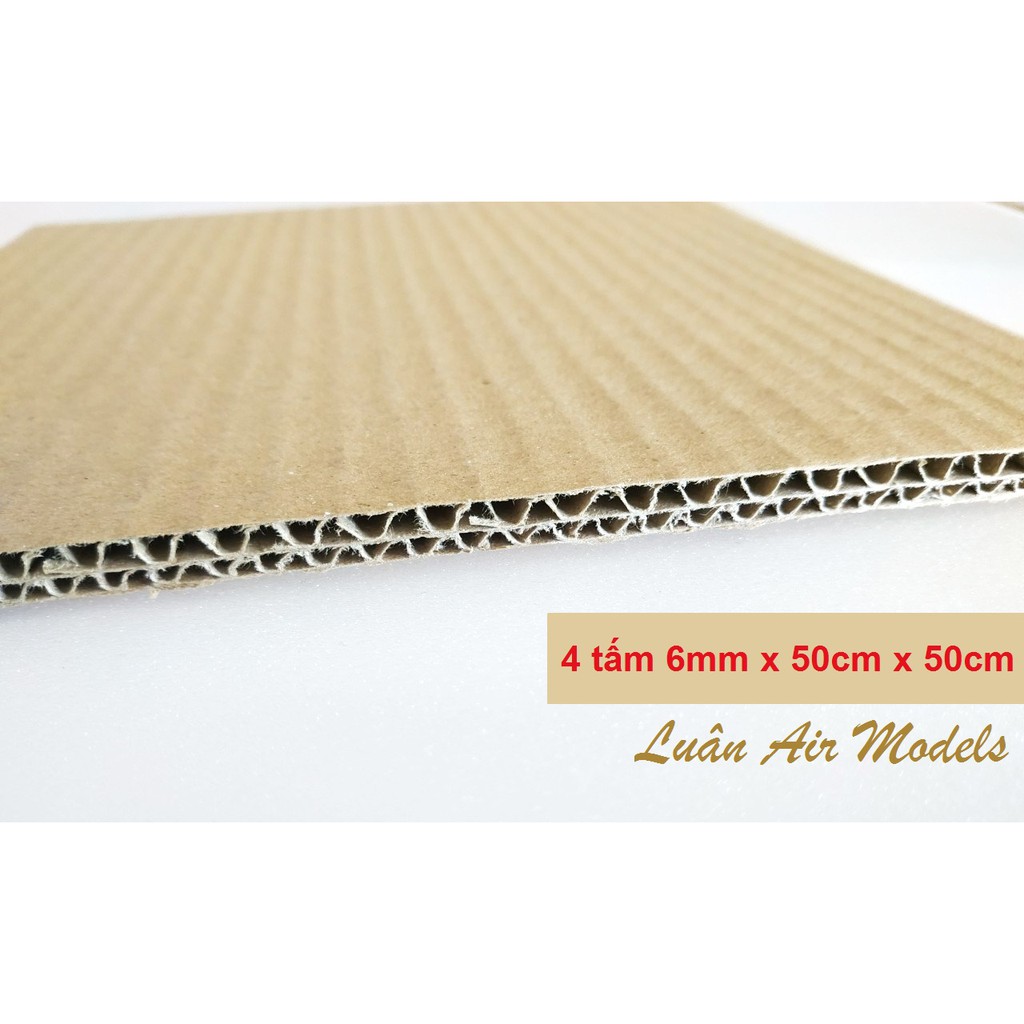 [50x50cm] Combo 4 tấm giấy carton các-tông 5 lớp dày 6mm làm mô hình, đóng thùng, trang trí (VA284) - Luân Air Models