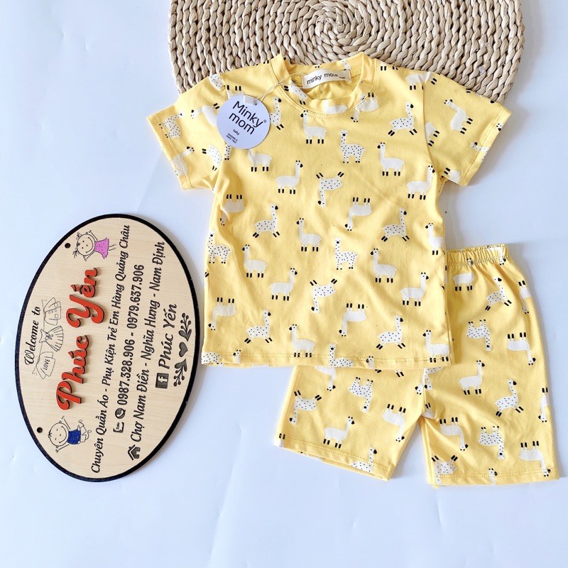 Bộ Cộc Tay Cotton Hàng Minky Mom In Toàn Thân Thỏ-Ngựa Trắng Cho Bé (9-18kg) (SP001380)