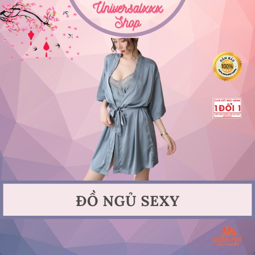 Váy Ngủ Sexy - Đầm Ngủ Sexy Ren Vải Phi Lụa Mỏng Có Kèm Áo Choàng Thắt Dây UNIVERSALXXX - DNS26