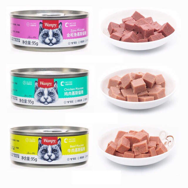 Pate Wanpy lon 95gr thơm ngon đầy đủ dinh dưỡng cho mèo mọi lứa tuổi