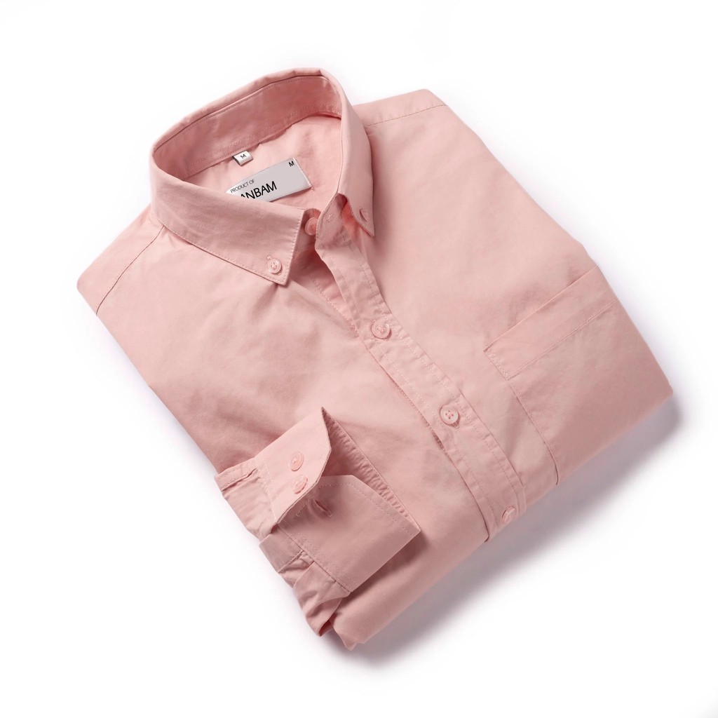 Áo sơ mi tay dài PANBAM 100% Cotton dày dặn, form regular fit màu hồng - FULL TAG MẠC CỦA SHOP | BigBuy360 - bigbuy360.vn