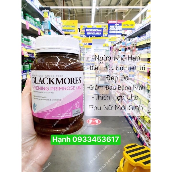 (cam kết chính hãng ) tinh dầu hoa anh thảo Blackmores evening primrose oil 190 viên