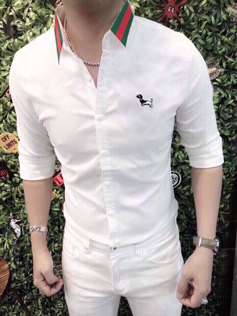 Áo sơ mi cặp thời trang họa tiết cổ màu hình thú