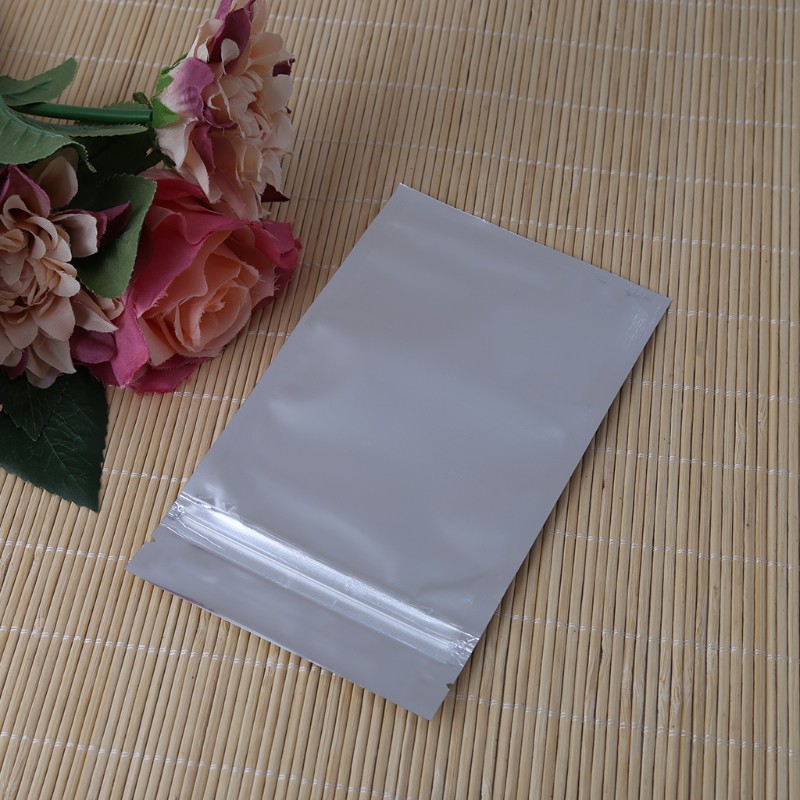 LIVI 50 Pcs 10x17.5cm Silver Aluminum Foil Mylar Recloeable Ziplock Bag Front Clear Leak Proof