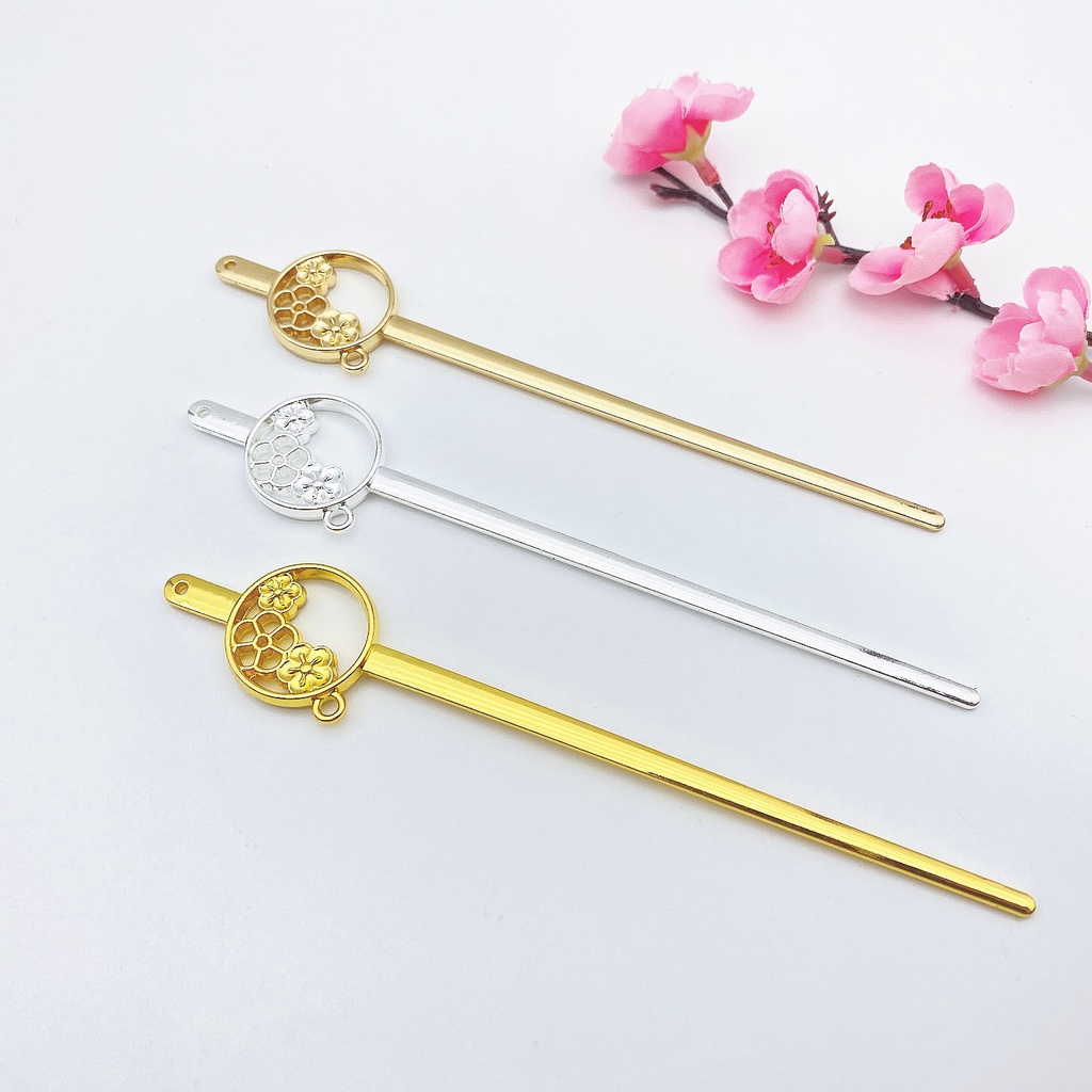Cán trâm cài tóc họa tiết hoa mai phong cách cổ trang dùng búi tóc cosplay cổ phục việt phục