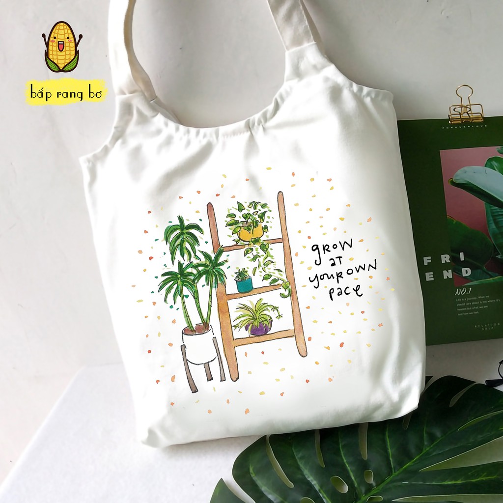 TÚI TOTE TRÒN LÁ VÀ GIÓ [CÓ KHÓA + TÚI CON] - VẢI CANVAS