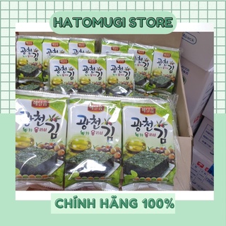 Lá kim ăn liền vị oliu / Rong biển ăn liền Hàn Quốc (thùng 24 bịch x 3 gói)
