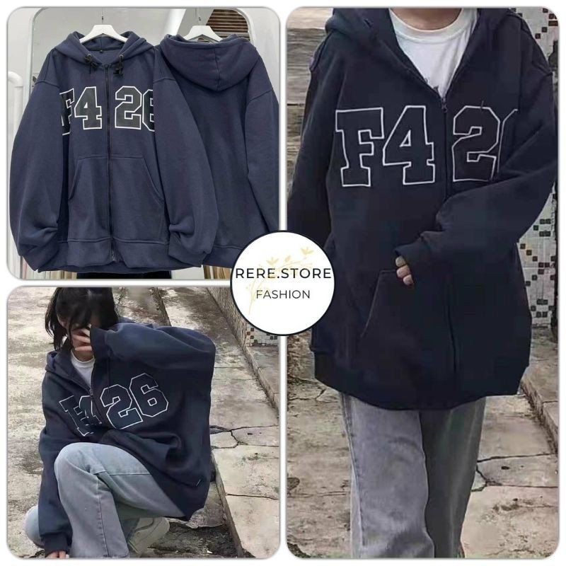 Áo Khoác Hoodie Zip F426 Nữ - Rere.Store [FREESHIP] Hoodie nỉ ngoại dài tay form rộng dáng suông,thiết kế đơn giản G19-3