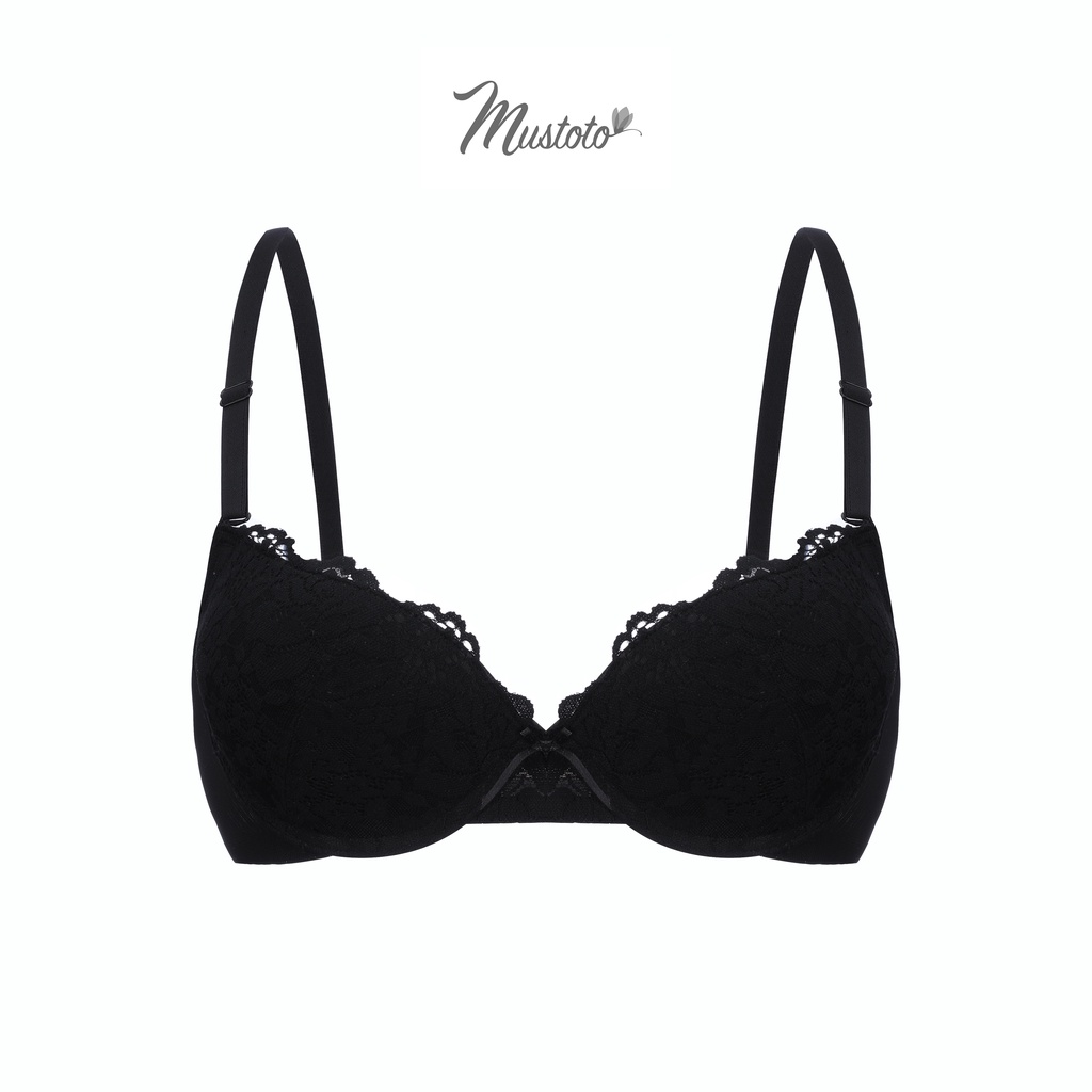 Bộ Đồ Lót Nữ Phối Ren Có Gọng Thoải Mái Gợi Cảm Đen (Mustoto MA19 MQ23)