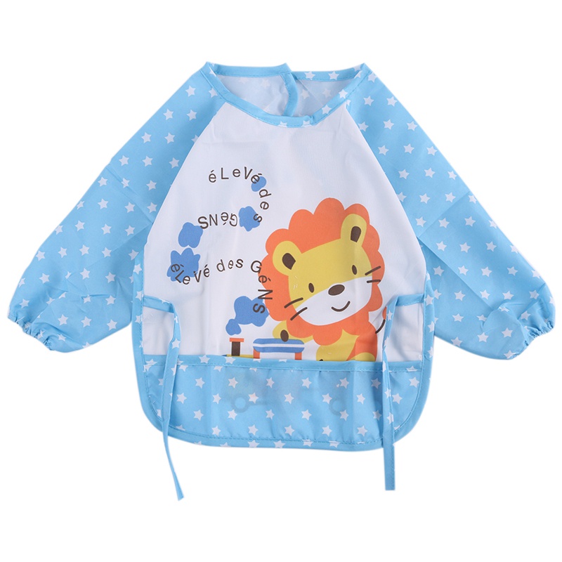 Yếm Ăn Tay Dài Chống Thấm Nước In Họa Tiết Dễ Thương Cho Bé