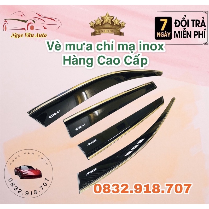 Vè mưa chỉ mạ CRV 2018 - 2021, chỉ mạ cao cấp  ( chỉ viền inox )