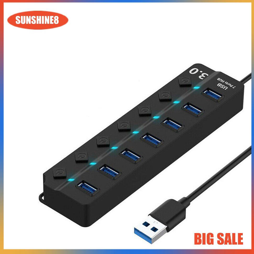 Bộ Chia 7 Cổng Usb 3.0 Hub 5gbps Có Công Tắc Cho Máy Tính