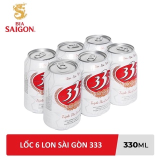 Lốc 6 lon bia 333 sabeco 330ml