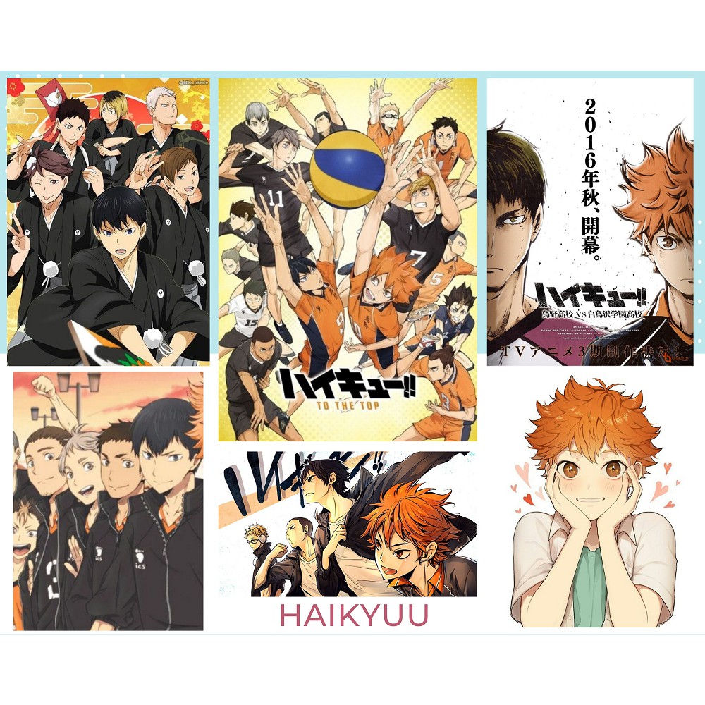 Postcard Haikyuu có dán sticker in hình anime - Quà Tặng