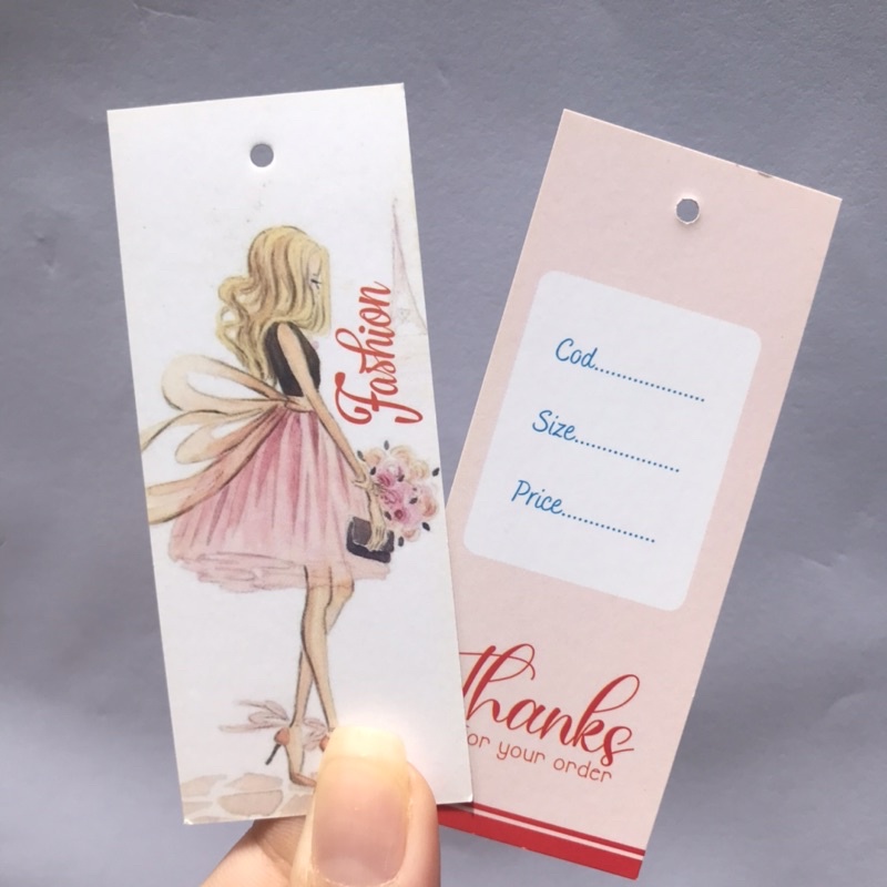 Mác quần áo combo 100 mác + 100 Dây Treo Thẻ Bài - Dây Dù Xâu Tag (Mác) Quần Áo