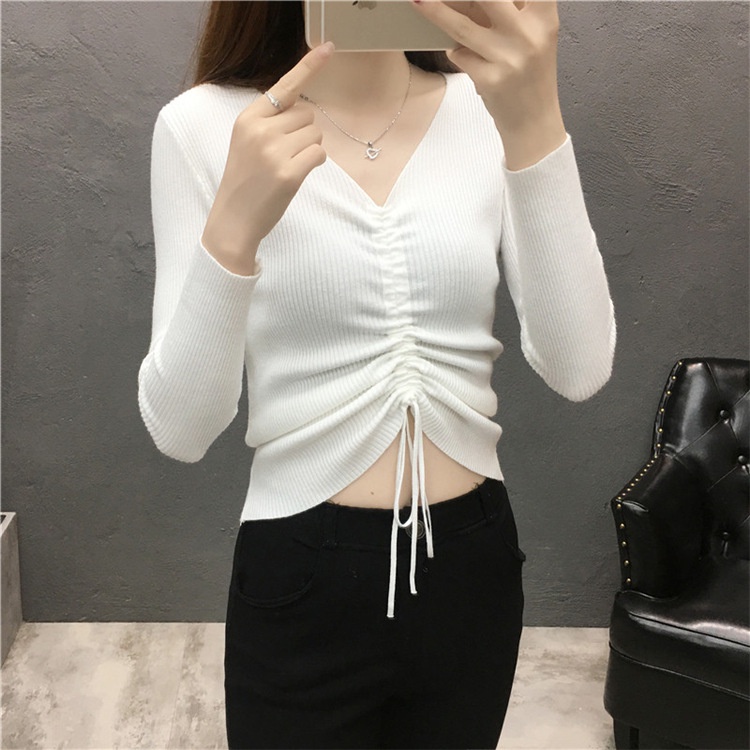 Áo len mỏng tay lỡ đan dây lưng cách điệu  Al44