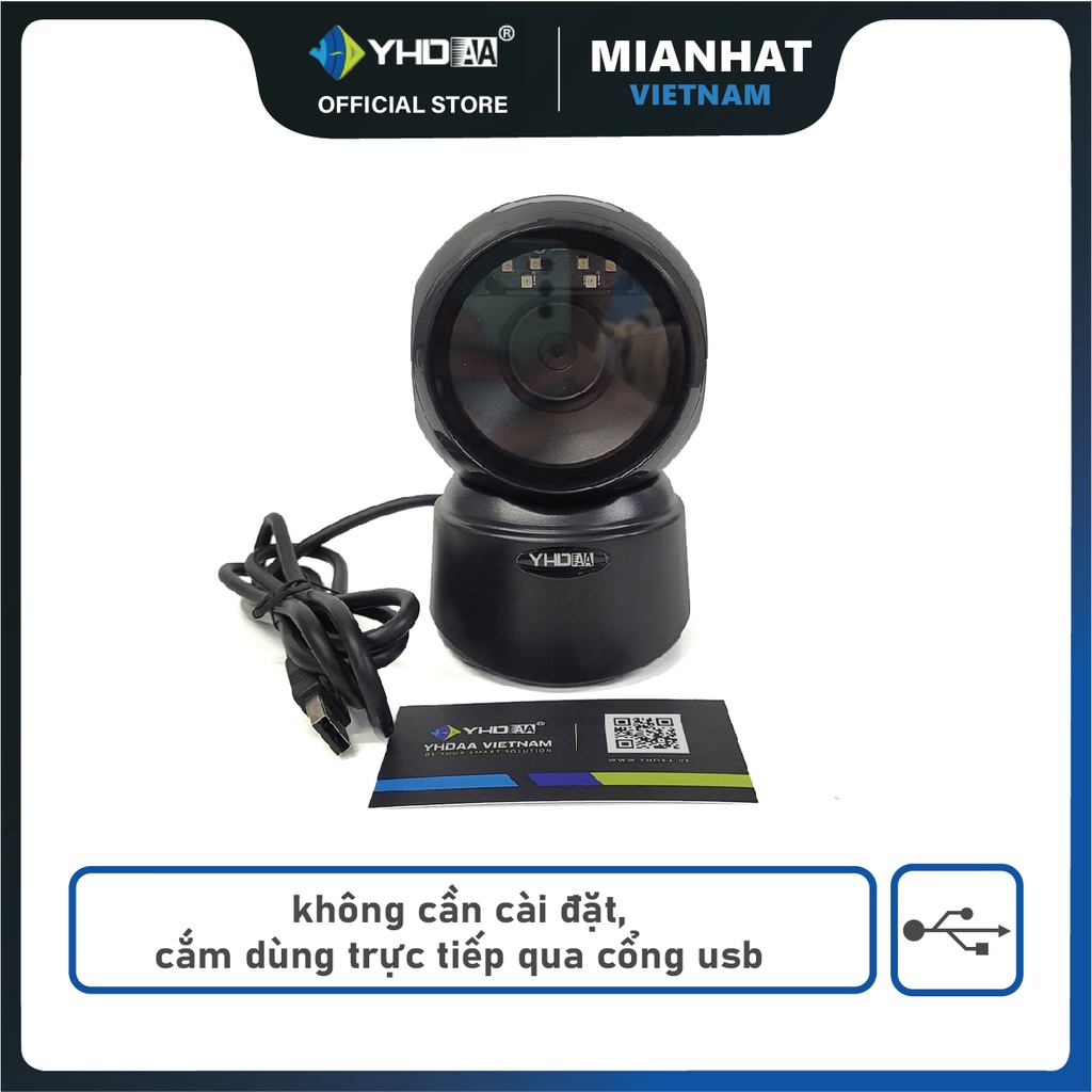 Máy quét mã vạch để bàn YHD 9300D đọc mã vạch Barcode 1D Qrcode 2D trên bao bì sản phẩm hàng hóa dùng trong Siêu thị