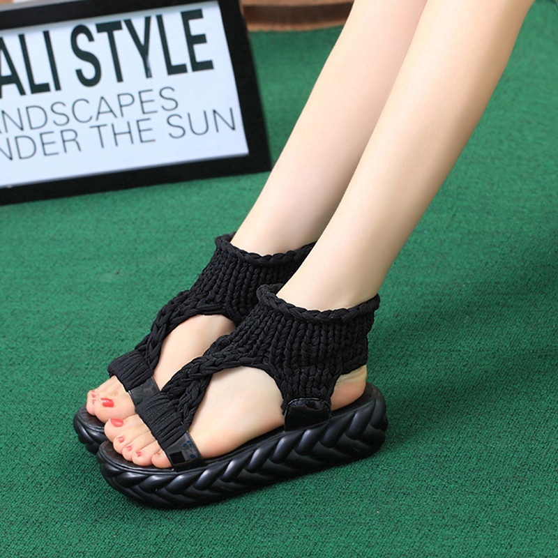 Giày sandal nữ hở mũi màu trơn