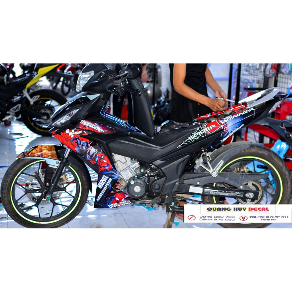 Tem trùm winner 150 Đỏ Đen Spider, độ team decal xe dán phủ dàn áo đẹp