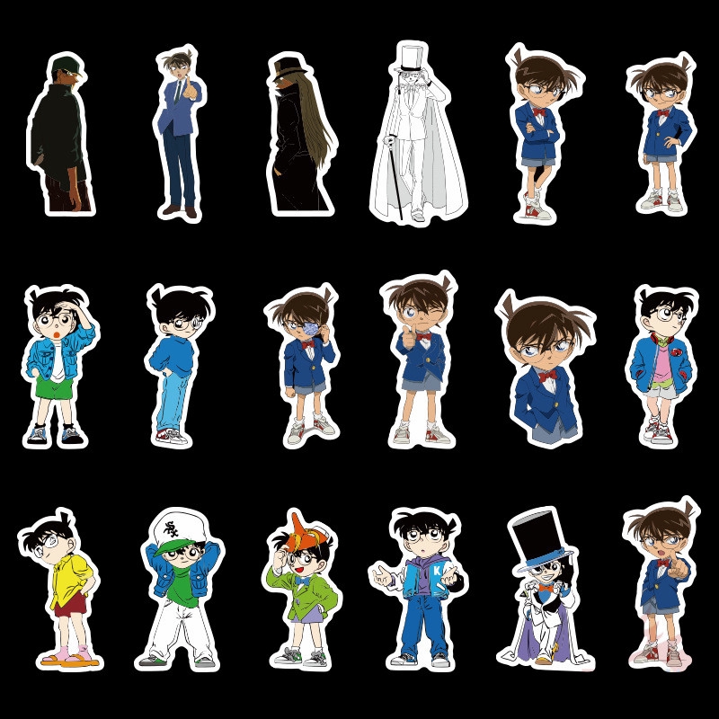 Set 50 miếng dán trang trí chống thấm nước họa tiết thám tử lừng danh Conan mẫu series 02