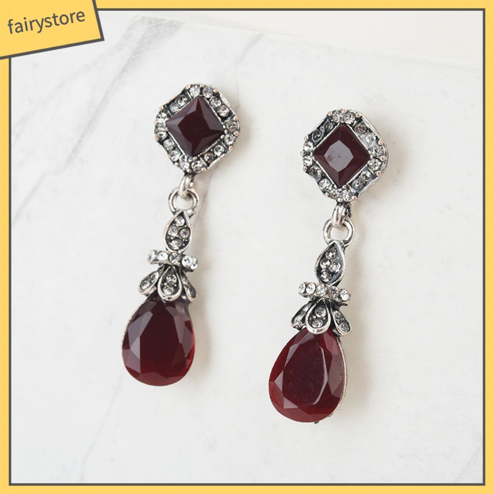 Khuyên tai dài đính đá phong cách cổ điển thanh lịch dành cho nữ