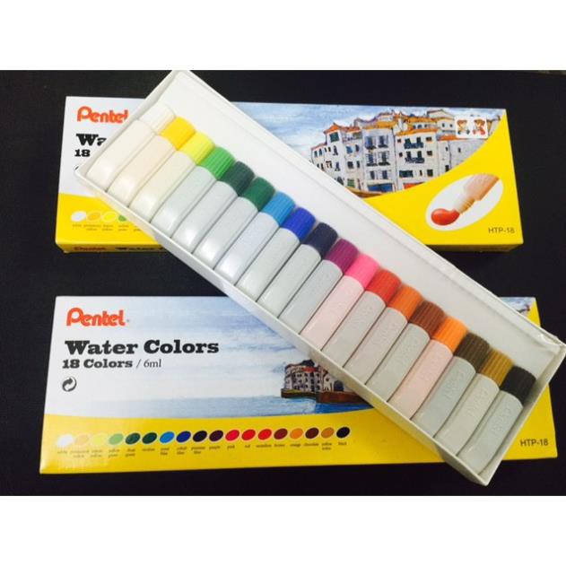 MÀU NƯỚC PENTEL VỎ NHỰA 18 MÀU HTP-18