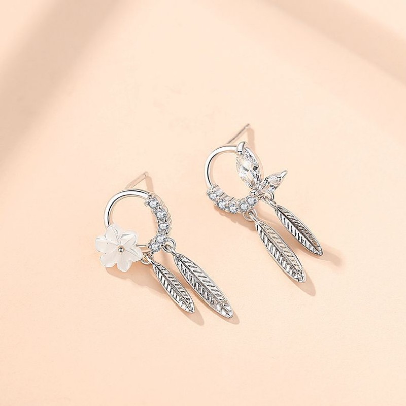 Bông Tai Bạc S925 Hoa Lá Mùa Xuân Dễ Thương | Khuyên Tai Nữ Trang Sức Bạc Thời Trang