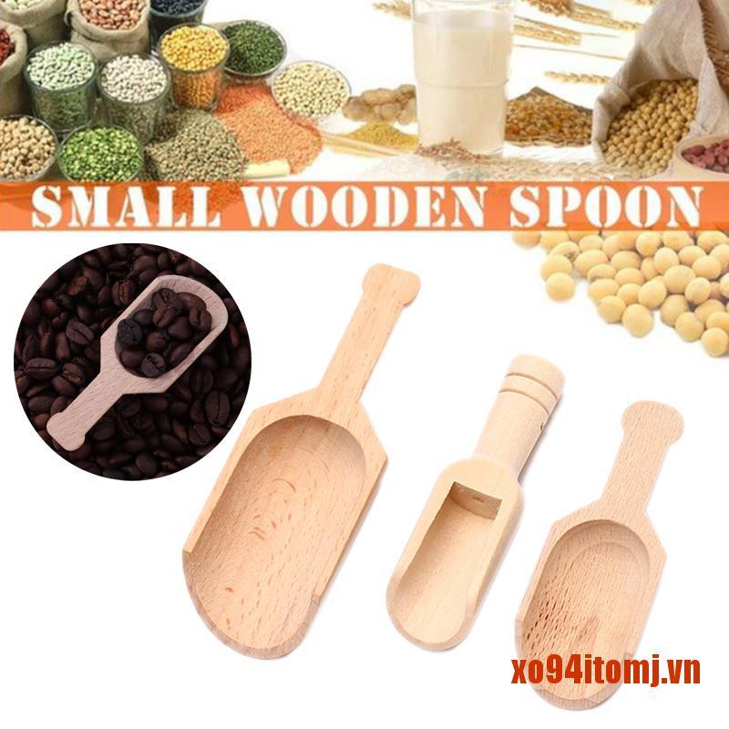 TOMJ 1Pcs Wooden Mini Tea Coffee Scoops Seasoning Candy Spices Bath Salt Spoons