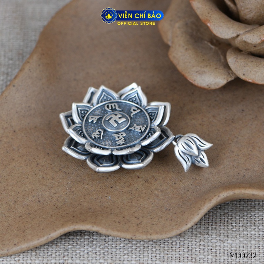 Mặt dây chuyền bạc nam Liên Hoa Lục tự chữ Vạn bản xoay bạc 925 thời trang phụ kiện trang sức Viễn Chí Bảo M100232