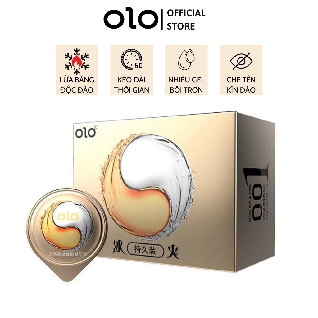Bao cao su OZO 0.01 vàng lửa băng mỏng, nhiều gel bôi trơn, cảm giác độc đáo - Hộp 10 bcs