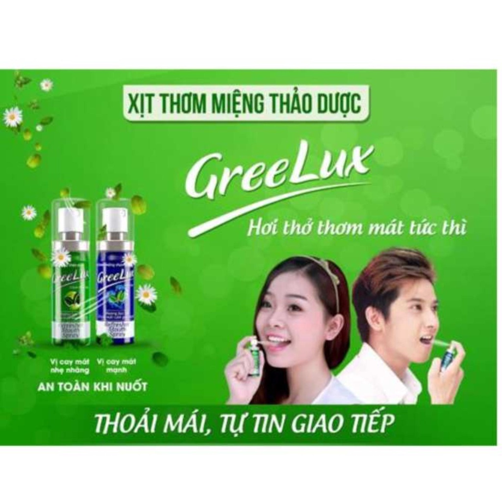 Xịt thơm miệng Greelux Thảo Dược chai 12ml hương bạc hà khử mùi hôi miệng GreeLux