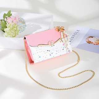 Túi Đeo Chéo Nữ Da Mềm Dễ Thương Khóa Ngọc T33 Màu Hồng Phấn