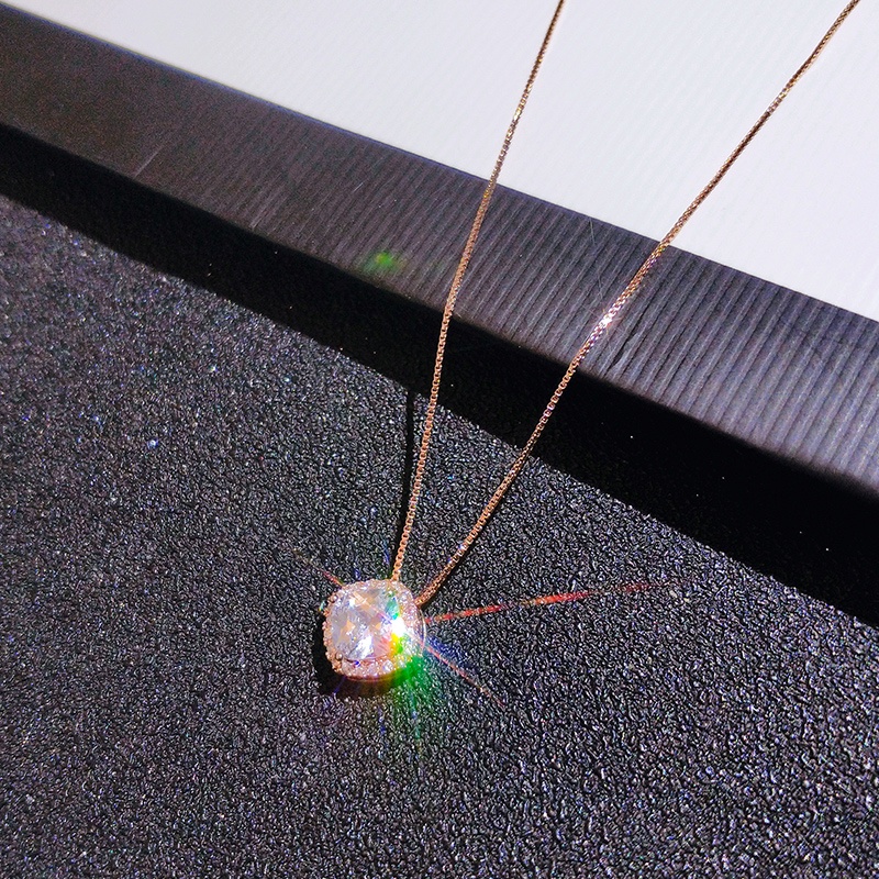 Dây chuyền JIUDUOLAN bằng thép titan màu vàng hồng đính đá zircon giả không phai màu thời trang cho nữ