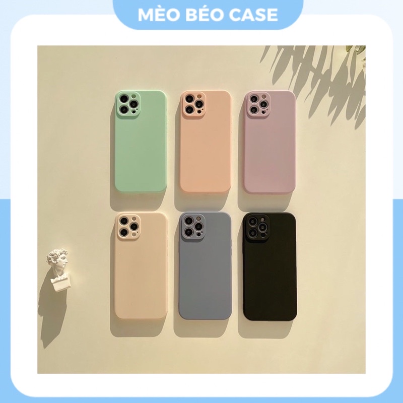 (SIÊU RẺ) Ốp lưng iphone trơn dày dặn cam nổi màu kem, đen 7plus/8/8plus/x/xr/xs/11/12/13/pro/max/plus/promax