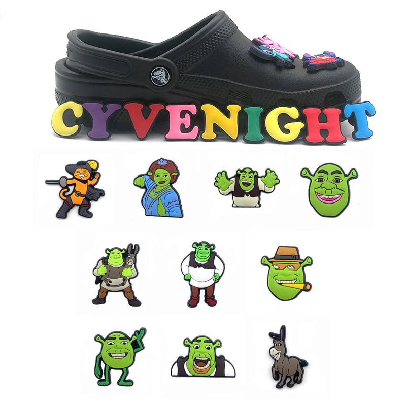 Nhân vật trong phim ma thuật cổ điển MỚI Shrek Graffiti Series PVC Jibbitz DIY Giày trang trí cho giày Crocs Guốc phụ kiện bán buôn