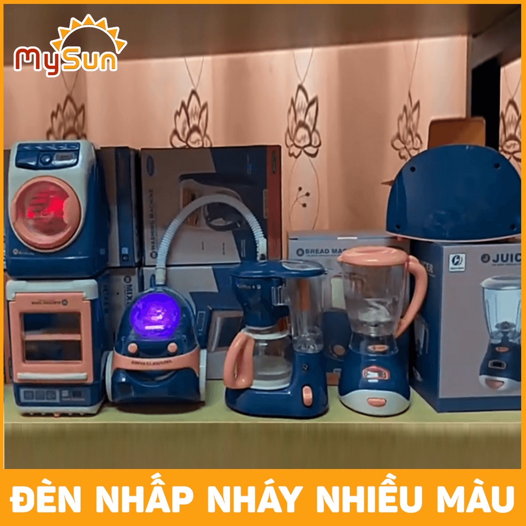 Bộ đồ chơi nhà bếp cỡ lớn cho bé gái tặng PIN AA: máy giặt, pha coffee, hút bụi, xay sinh tố – MySun