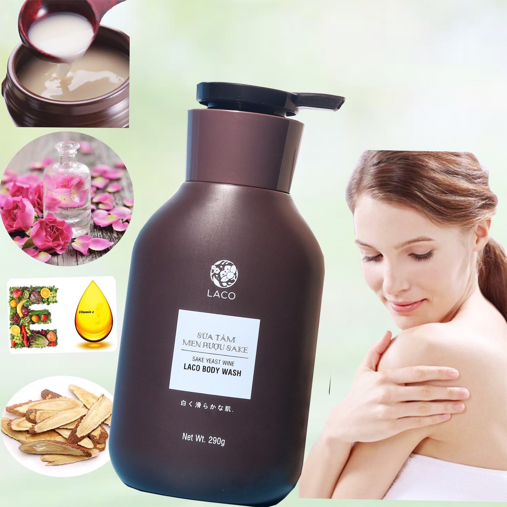 SỮA TẴM DƯỠNG ẨM Ủ TRẮNG MEN RƯỢU SAKE LACO | BigBuy360 - bigbuy360.vn