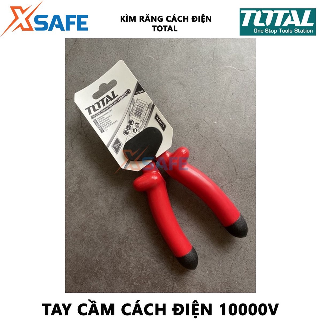 Kềm răng cách điện TOTAL Kìm cách điện kích thước 7-8 inch, kiểm tra 10000V, thép hợp kim cao cấp, bền bỉ - [XSAFE]