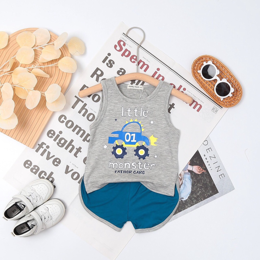 Bộ Ba Lỗ Sát Nách Mùa Hè Cho Bé Trai 1-3 tuổi, Họa Tiết  Xe Ô tô, Động Vật, Chất Thun lạnh mịn mát T009_Umeekids