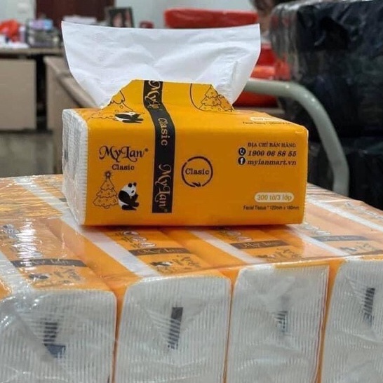 Combo 10 túi giấy lau GẤU TRÚC sợi tre siêu dai, an toàn (gói 300 tờ)-mylan