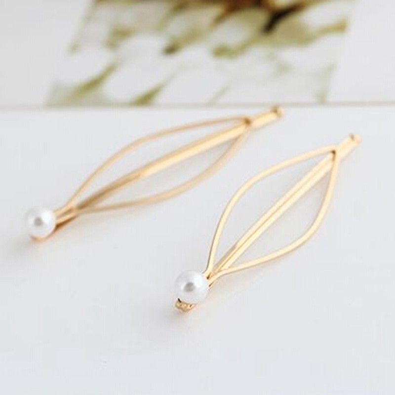 Kẹp Tóc Kim Loại Màu Vàng Đồng Đính Đá