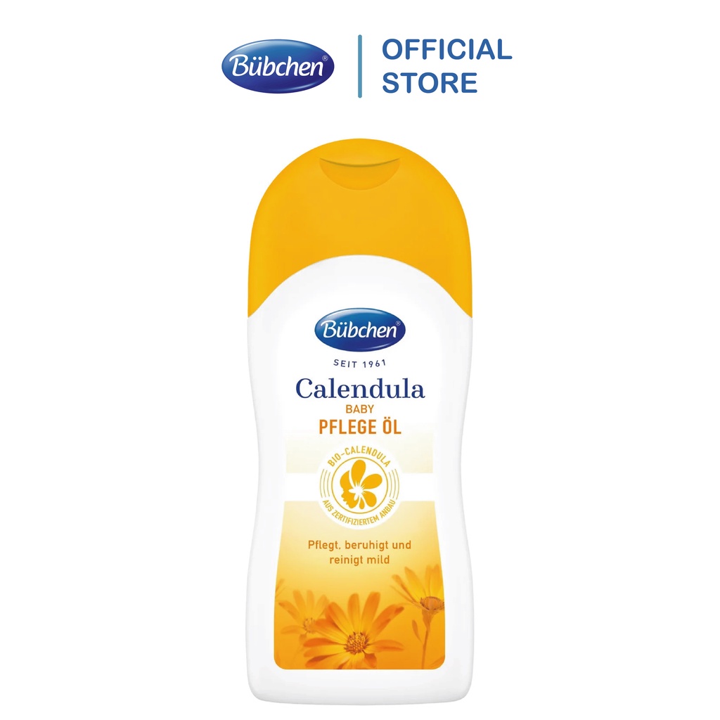 Dầu mát xa chiết xuất hữu cơ cho trẻ sơ sinh Bubchen Calendula baby Pflege Ol 200ml