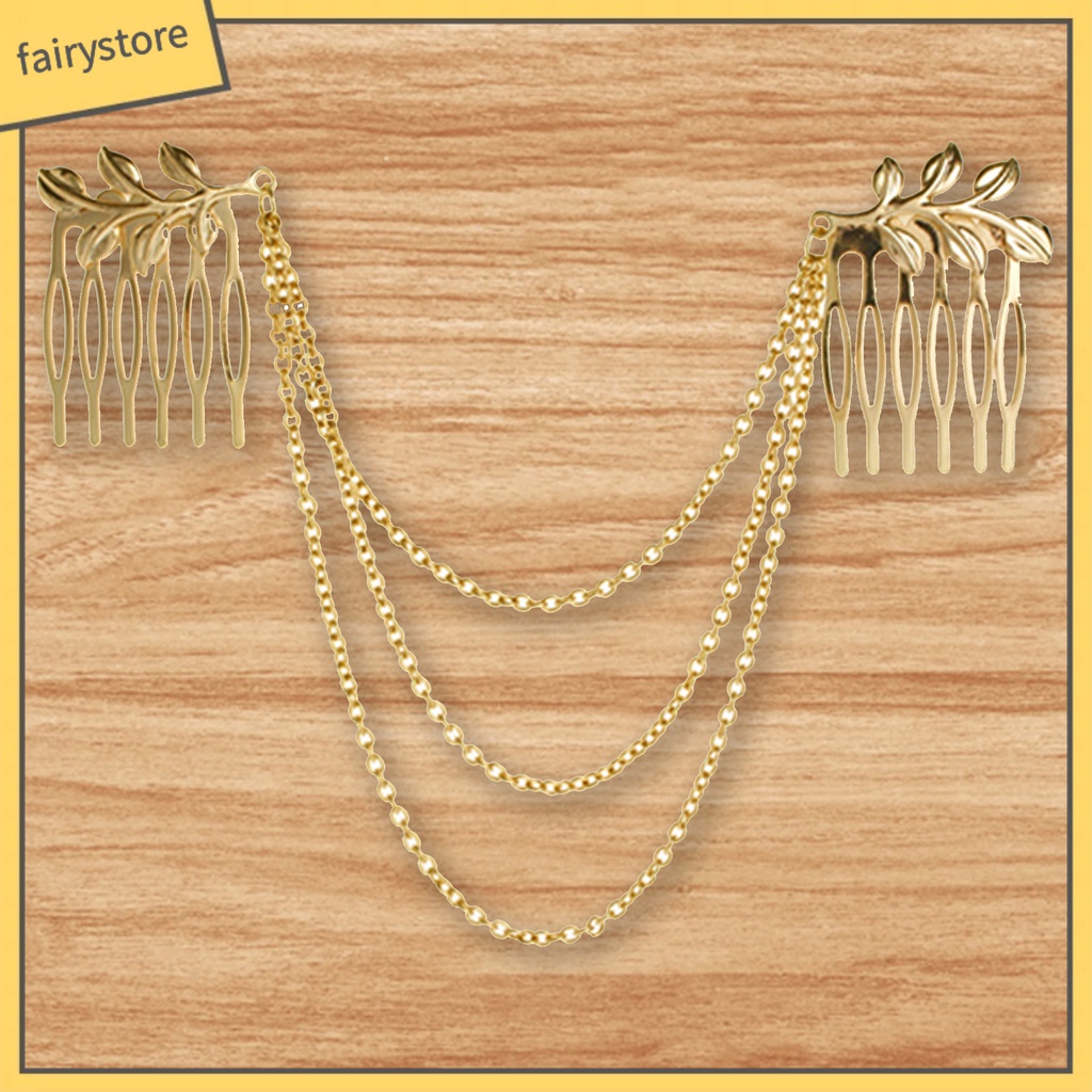 Lược cài tóc hình chiếc lá đính đá thời trang thanh lịch dành cho nữ