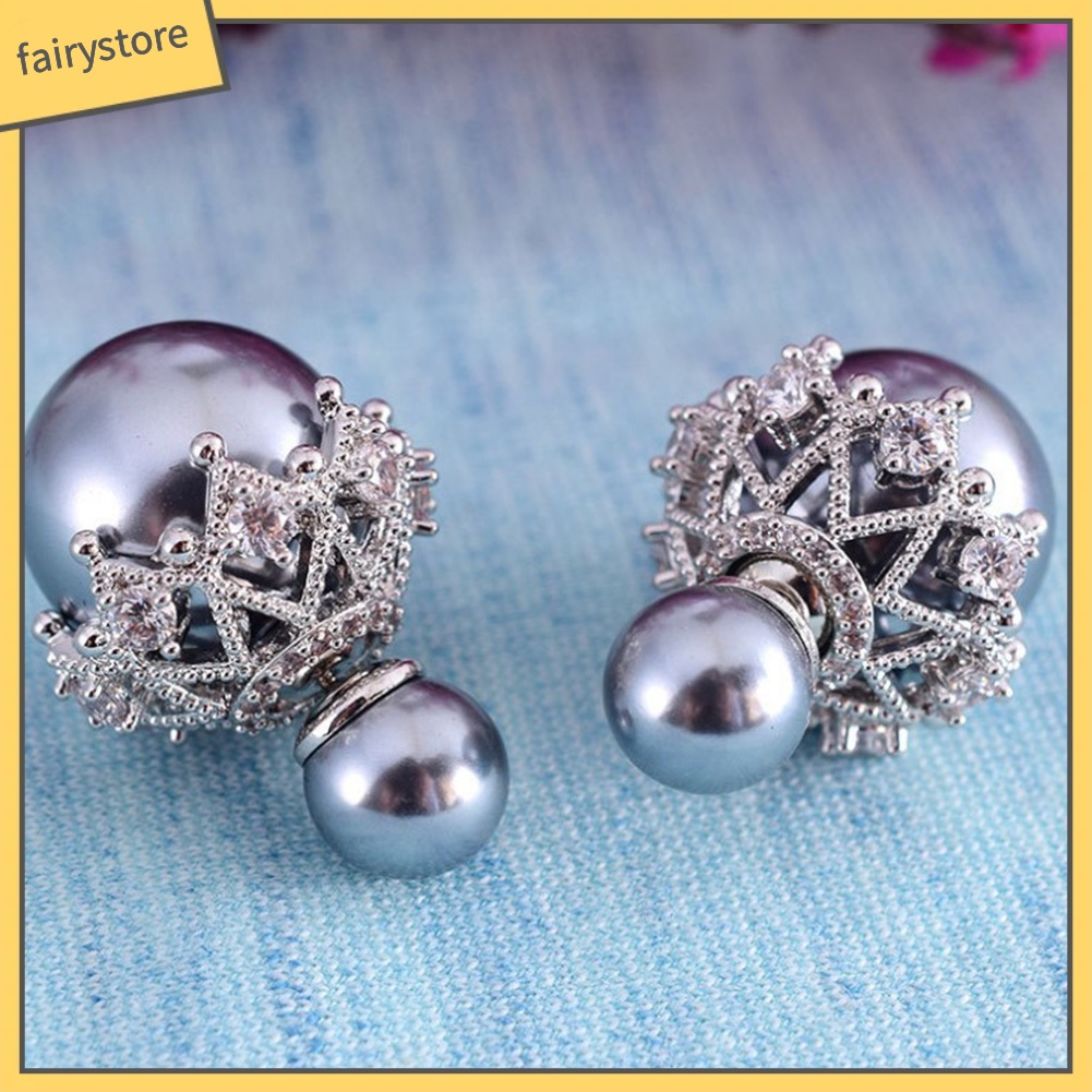 Khuyên Tai Phối Ngọc Trai Giả Xinh Xắn Cổ Điển Cho Nữ