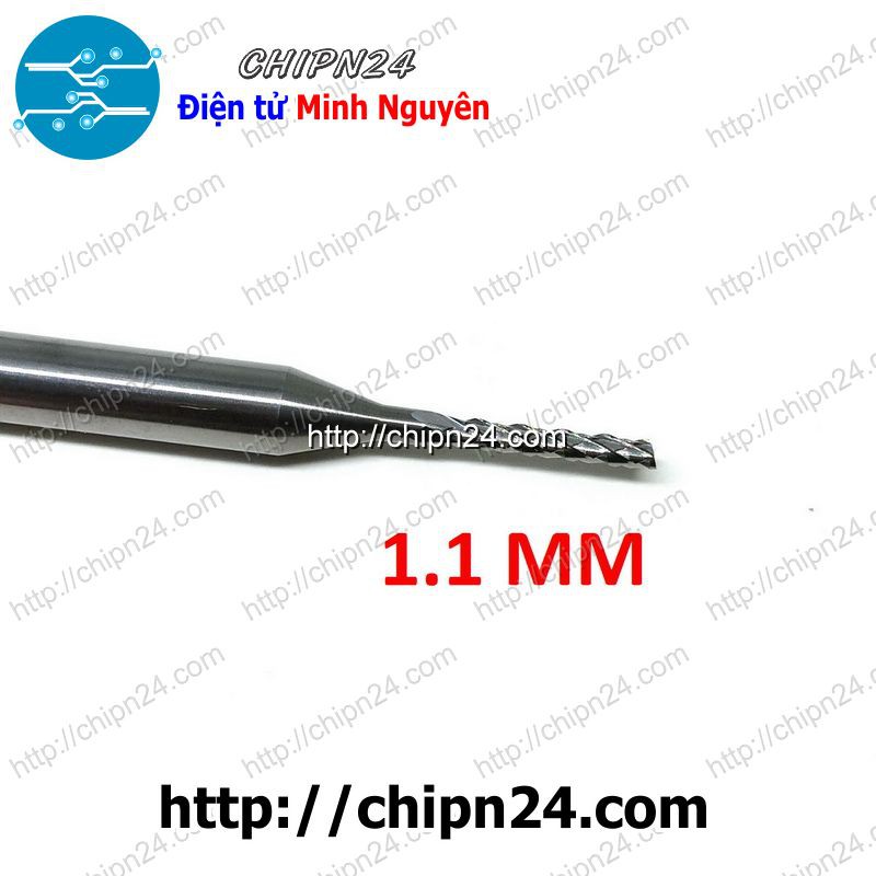 [1 CÂY] Mũi PHAY mạch in CNC HỢP KIM 1.1mm (Mạch điện tử, PCB)