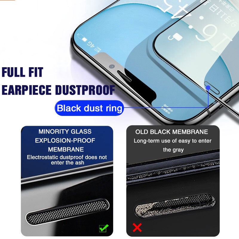 Kính Cường Lực 300D Bảo Vệ Toàn Màn Hình Cho iPhone 11 12 13 14 Pro Max 7 8 6s 14 Plus X XS Max XR